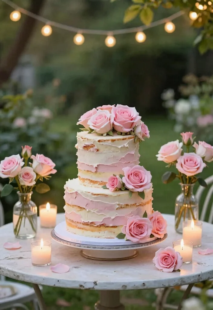 16 Floral Cake Birthday Ideas: Soft Romantic Designs for Garden Parties - 3. Romantic Rose Layer Cake 1
