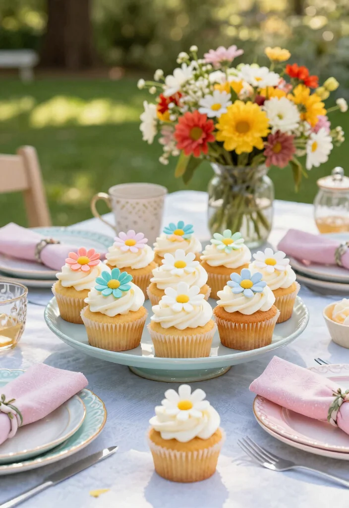 16 Floral Cake Birthday Ideas: Soft Romantic Designs for Garden Parties - 4. Charming Daisy Cupcakes 1
