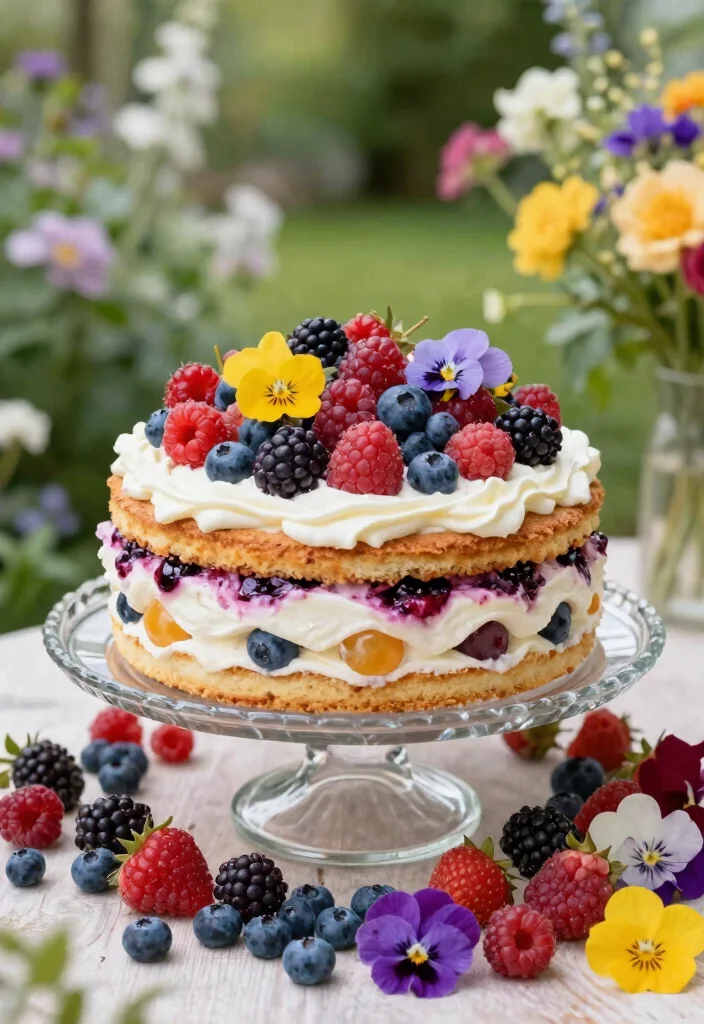 16 Floral Cake Birthday Ideas: Soft Romantic Designs for Garden Parties - 9. Berry Blossom Cake 1