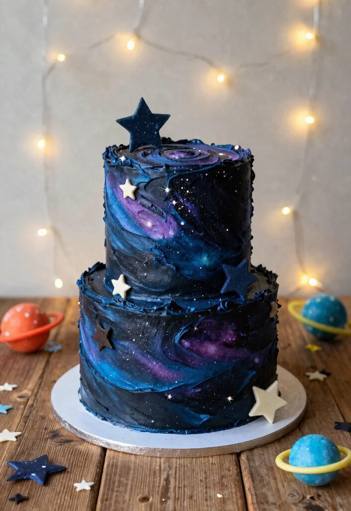 16 Fun Modern Designs for 19th Birthday Cakes - 1. Galaxy Cake 1