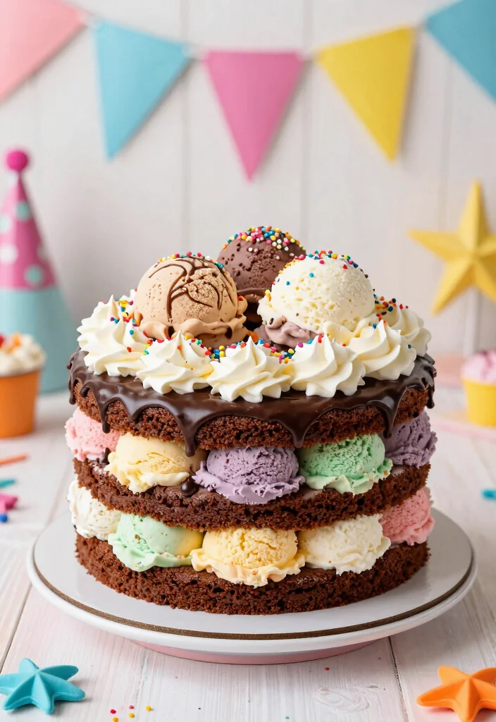 16 Fun Modern Designs for 19th Birthday Cakes - 15. Ice Cream Cake 1