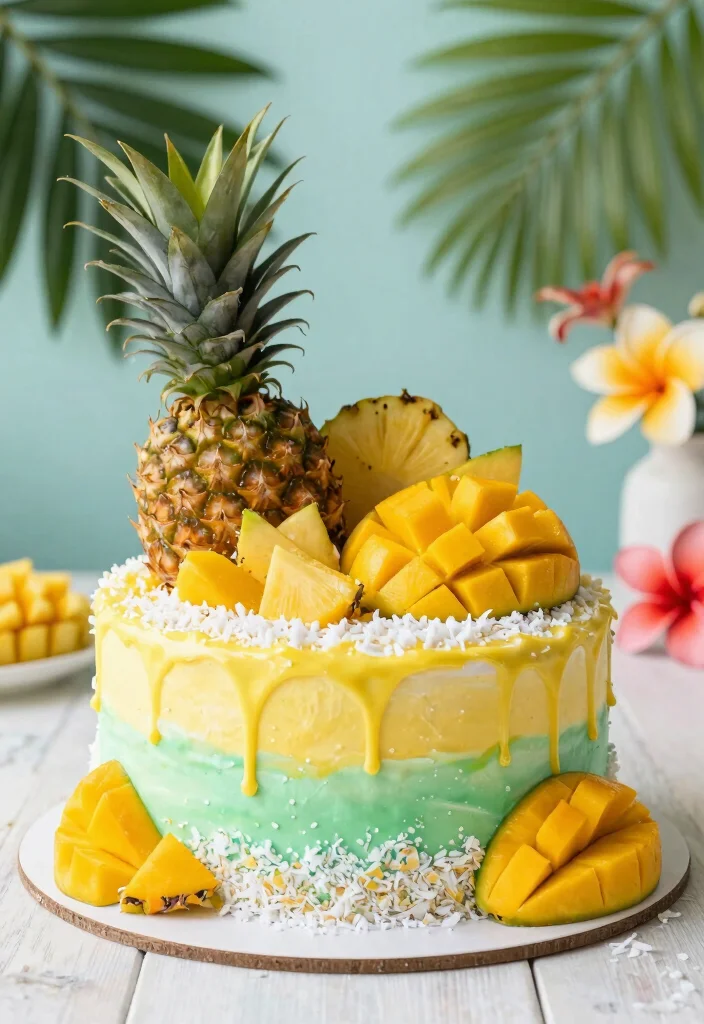 16 Fun Modern Designs for 19th Birthday Cakes - 7. Tropical Paradise Cake 1