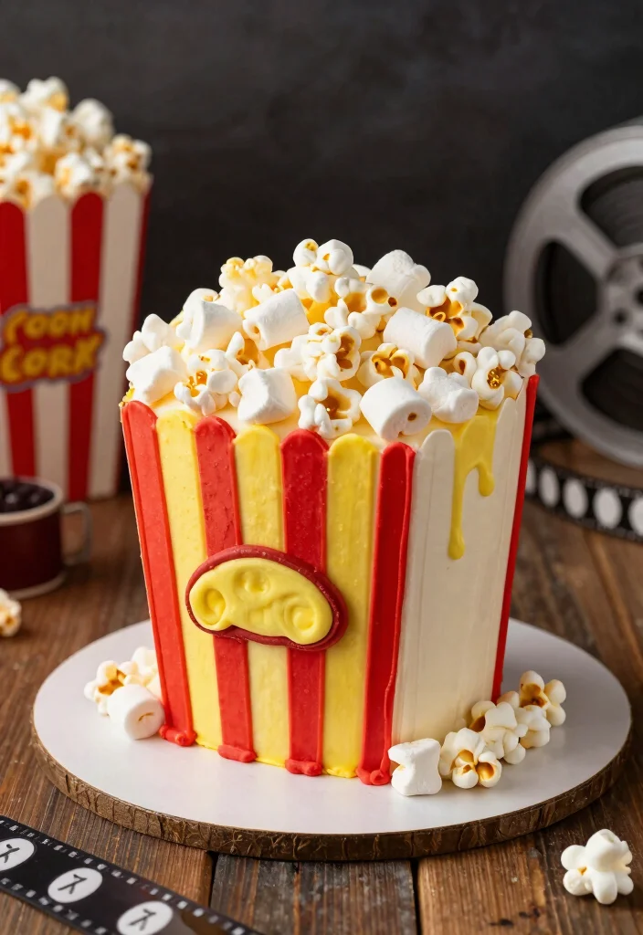 16 Fun Modern Designs for 19th Birthday Cakes - 8. Movie Night Cake 1