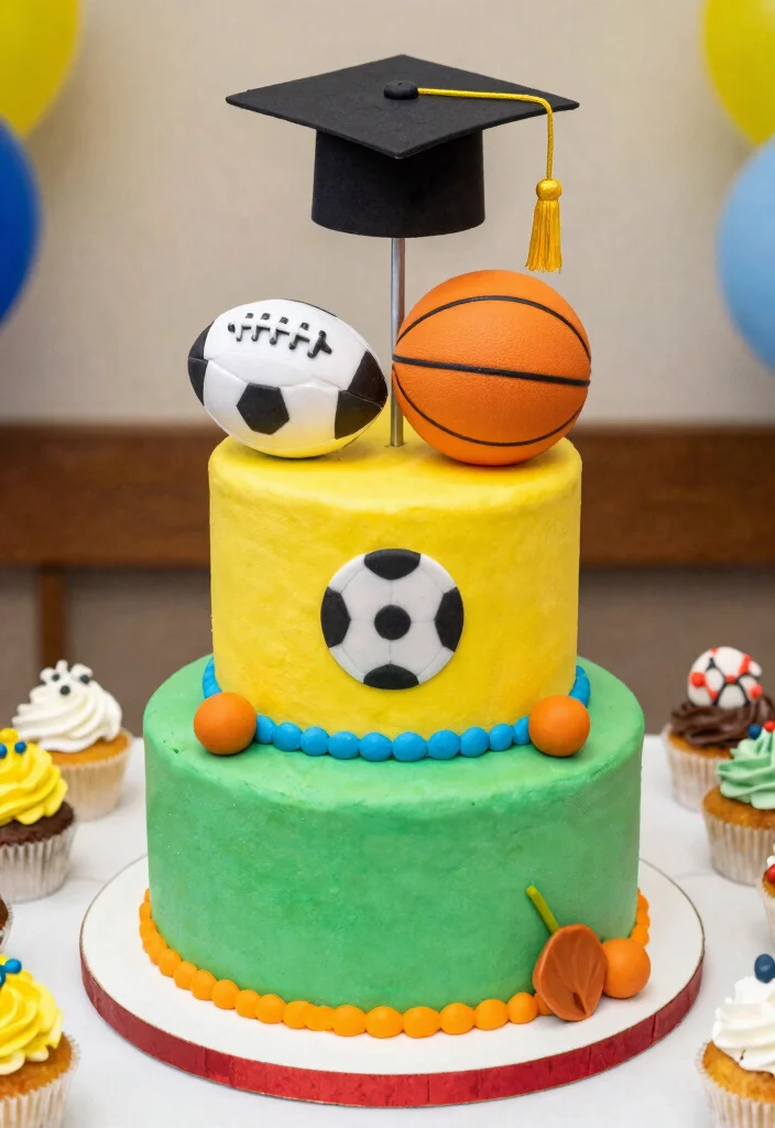 16 Graduation Cake Topper Ideas Proud Milestone Decor - 12. Sports-Themed Topper 1