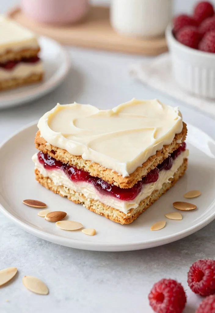 16 Heart Cookie Cake Ideas to Add Sweet Fun to Special Occasions - 12. Raspberry Almond Heart Cake 1