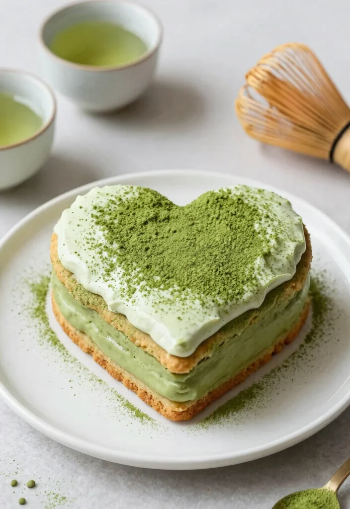 16 Heart Cookie Cake Ideas to Add Sweet Fun to Special Occasions - 14. Matcha Green Tea Heart Cake 1