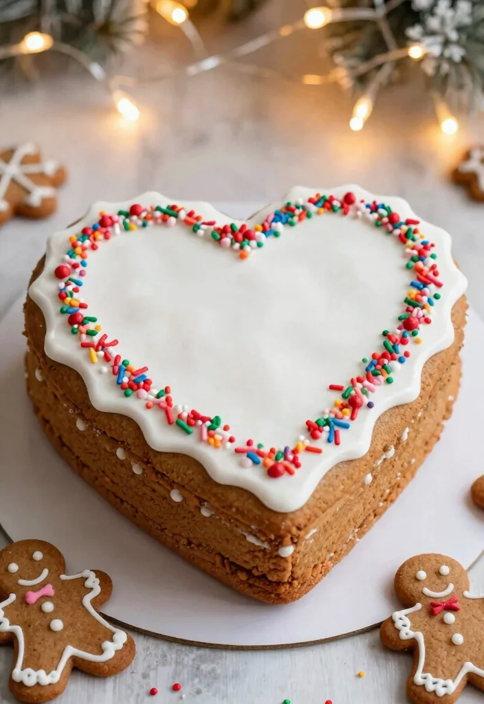 16 Heart Cookie Cake Ideas to Add Sweet Fun to Special Occasions - 15. Gingerbread Heart Cake 1