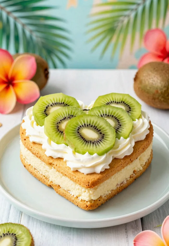 16 Heart Cookie Cake Ideas to Add Sweet Fun to Special Occasions - 16. Kiwi Coconut Heart Cake 1