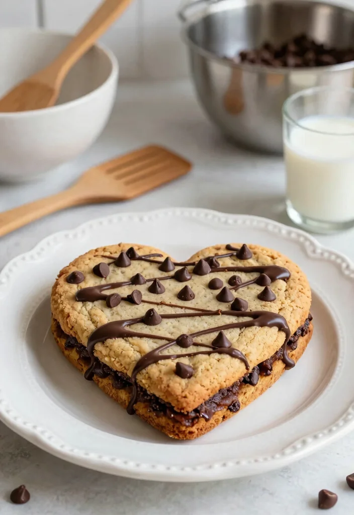 16 Heart Cookie Cake Ideas to Add Sweet Fun to Special Occasions - 2. Chocolate Chip Cookie Heart Cake 1