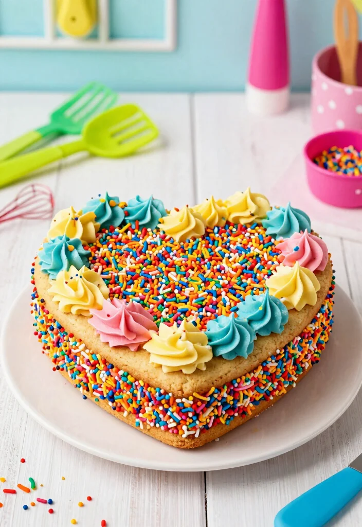 16 Heart Cookie Cake Ideas to Add Sweet Fun to Special Occasions - 4. Funfetti Heart Cookie Cake 1