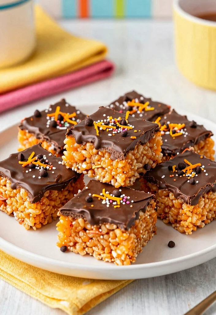 16 Orange Chocolate Cake Ideas Rich Citrus Flavor - 12. Orange Chocolate Rice Crispy Treats 1