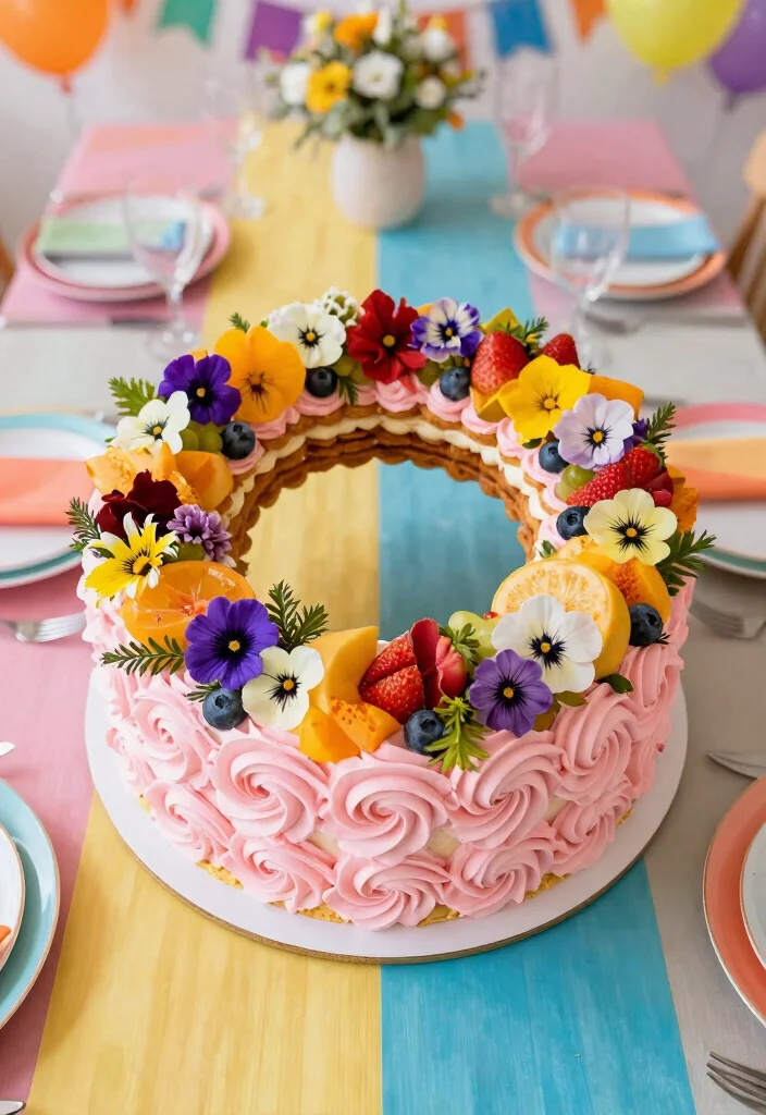 16 Pink Cake Design Ideas Cute Feminine Aesthetic - 11. Birthday Cake Wreath 1