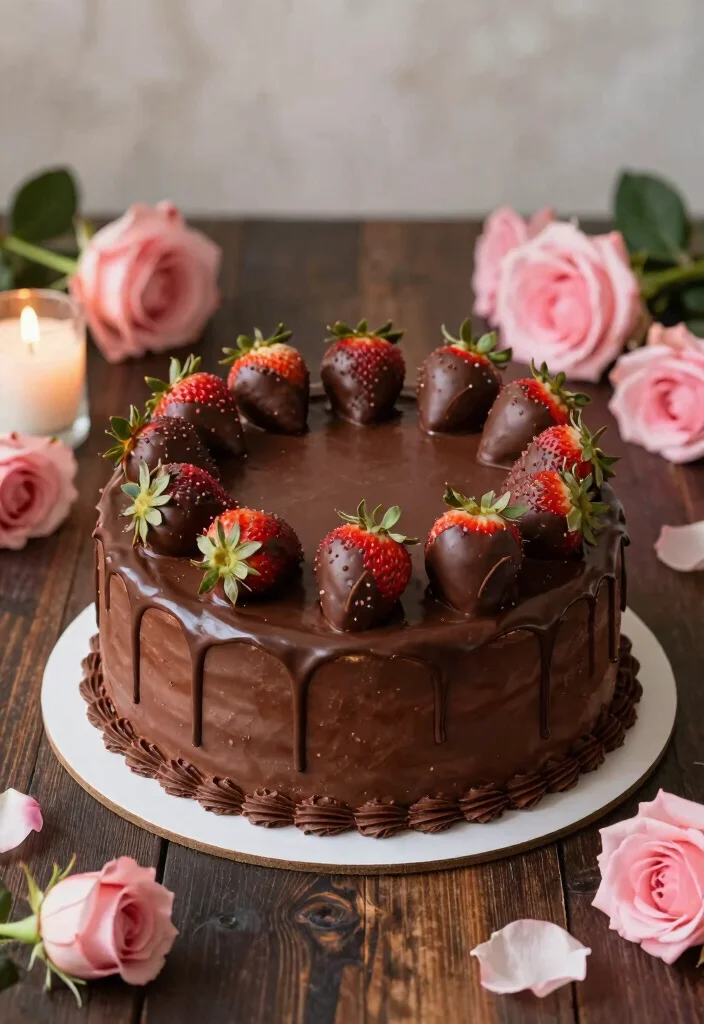 16 Pink Cake Design Ideas Cute Feminine Aesthetic - 14. Chocolate Covered Strawberry Cake 1