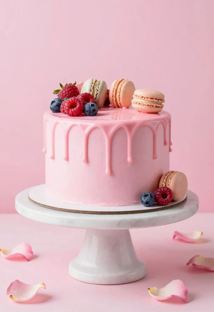 16 Pink Cake Design Ideas Cute Feminine Aesthetic - 3. Pink Drip Cake 1