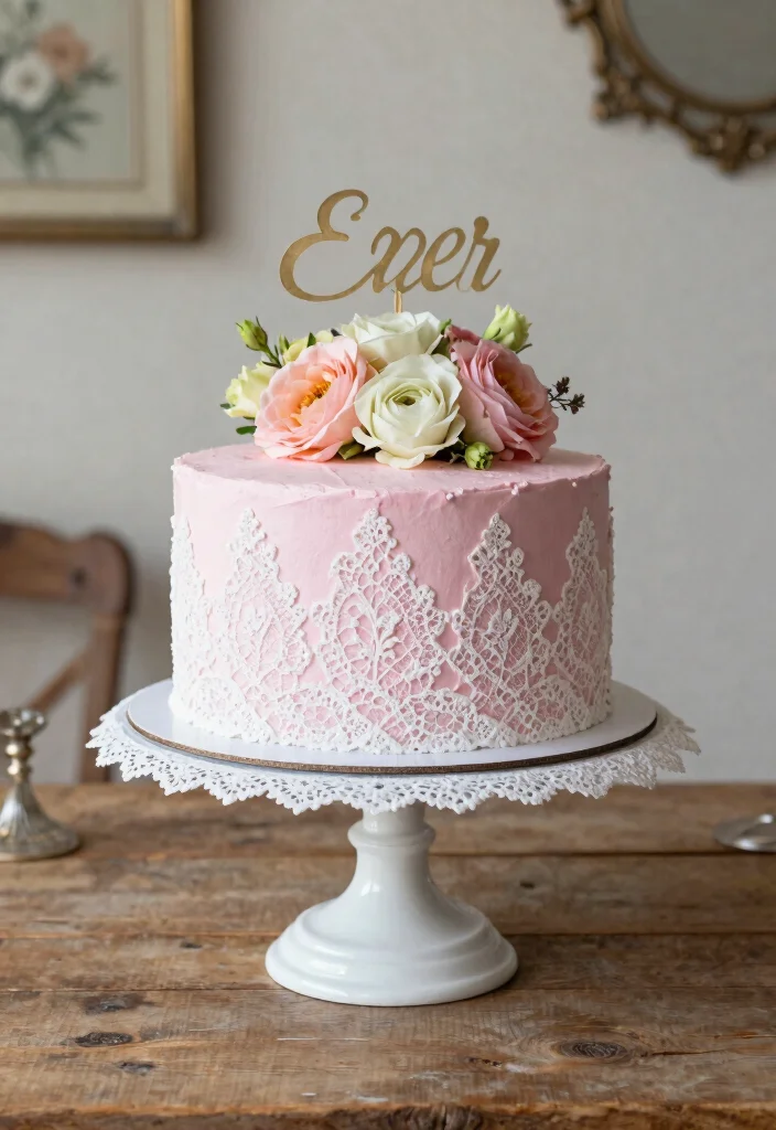 16 Pink Cake Design Ideas Cute Feminine Aesthetic - 5. Vintage Lace Cake 1