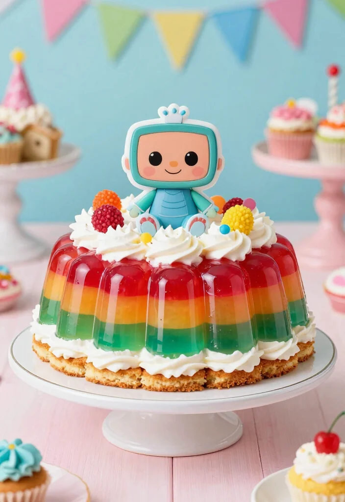 16 Pink Cocomelon Cake Ideas for Cute Kids Celebrations - 15. Cocomelon Jelly Cake 1