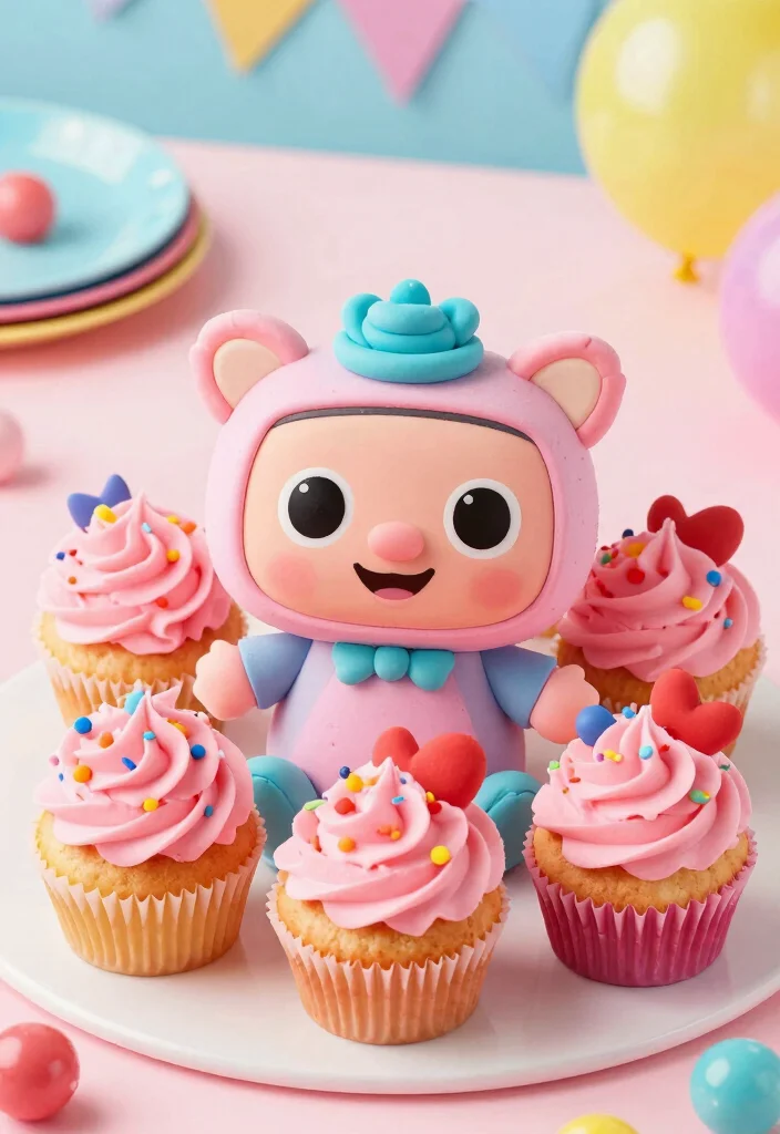 16 Pink Cocomelon Cake Ideas for Cute Kids Celebrations - 5. Cute Cocomelon Cupcake Cake 1