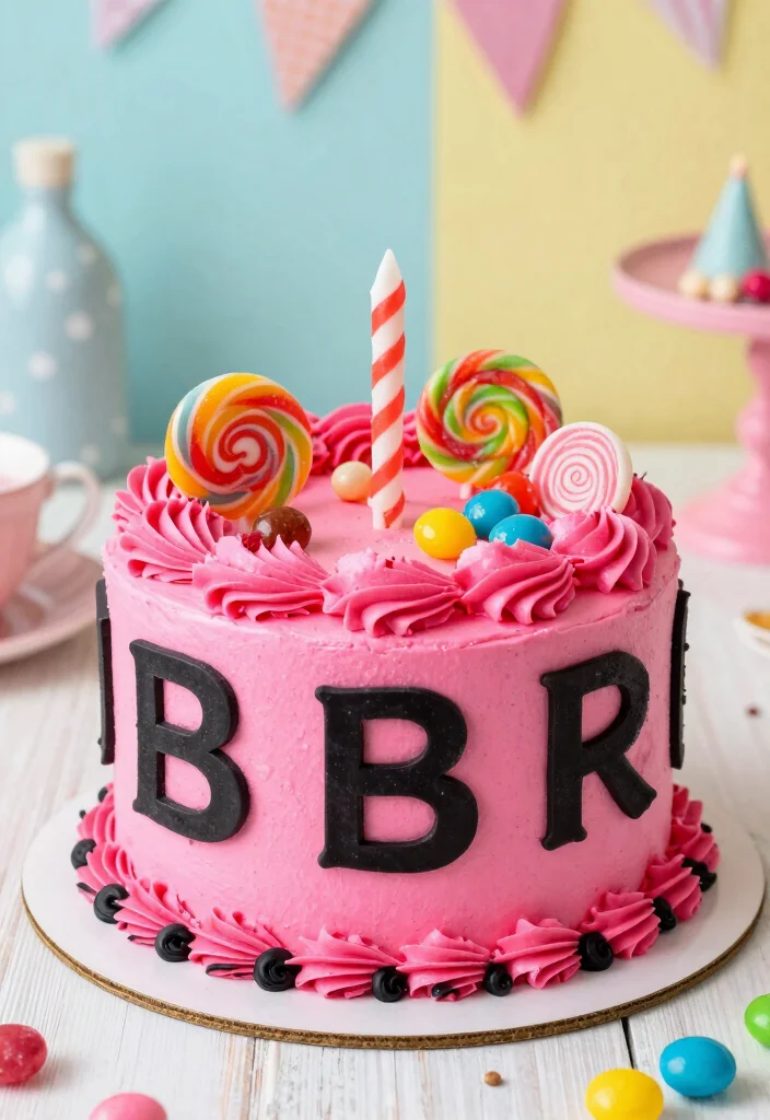 16 Pink and Black Cake Ideas: Bold Chic Contrast - 11. Retro Pink and Black Cake 1