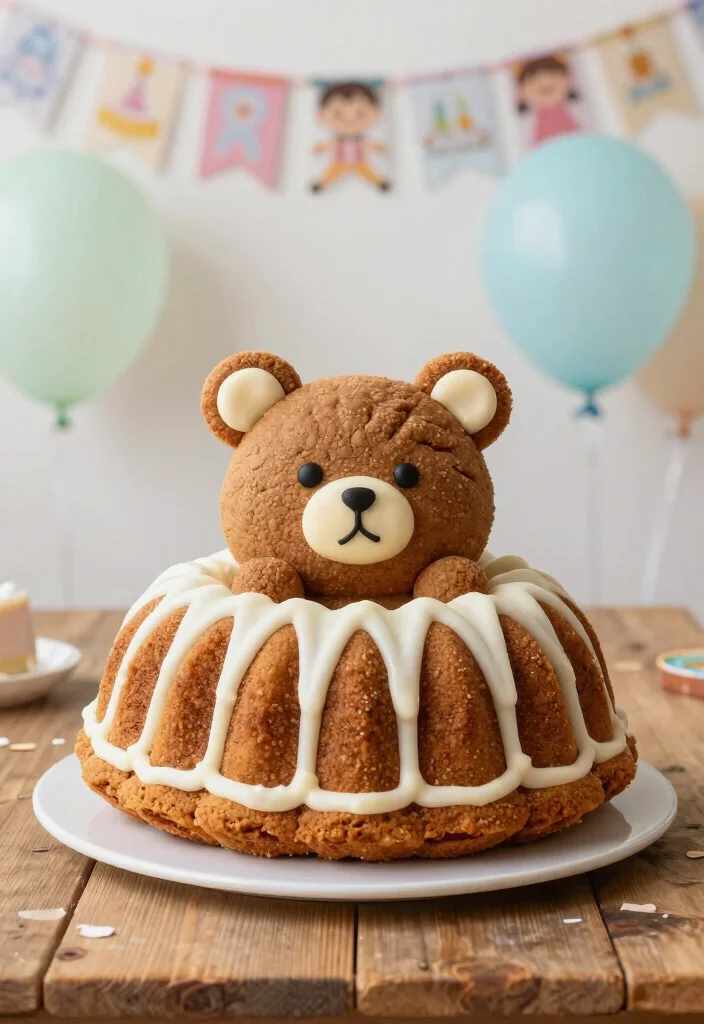 16 Teddy Bear Birthday Cake Ideas Soft Cute Style - 11. Teddy Bear Bundt Cake 1