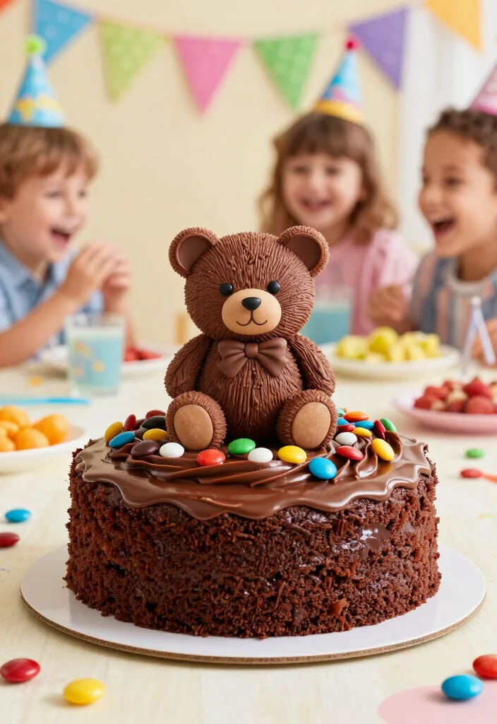 16 Teddy Bear Birthday Cake Ideas Soft Cute Style - 13. Teddy Bear Brownie Cake 1