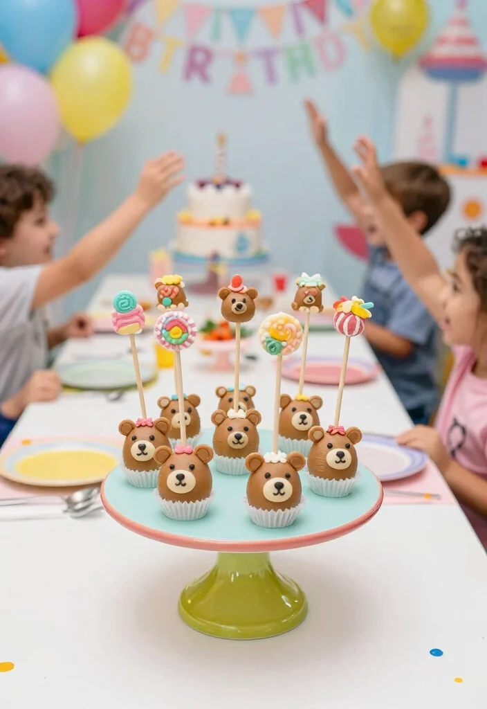 16 Teddy Bear Birthday Cake Ideas Soft Cute Style - 14. Teddy Bear Cake Pops 1