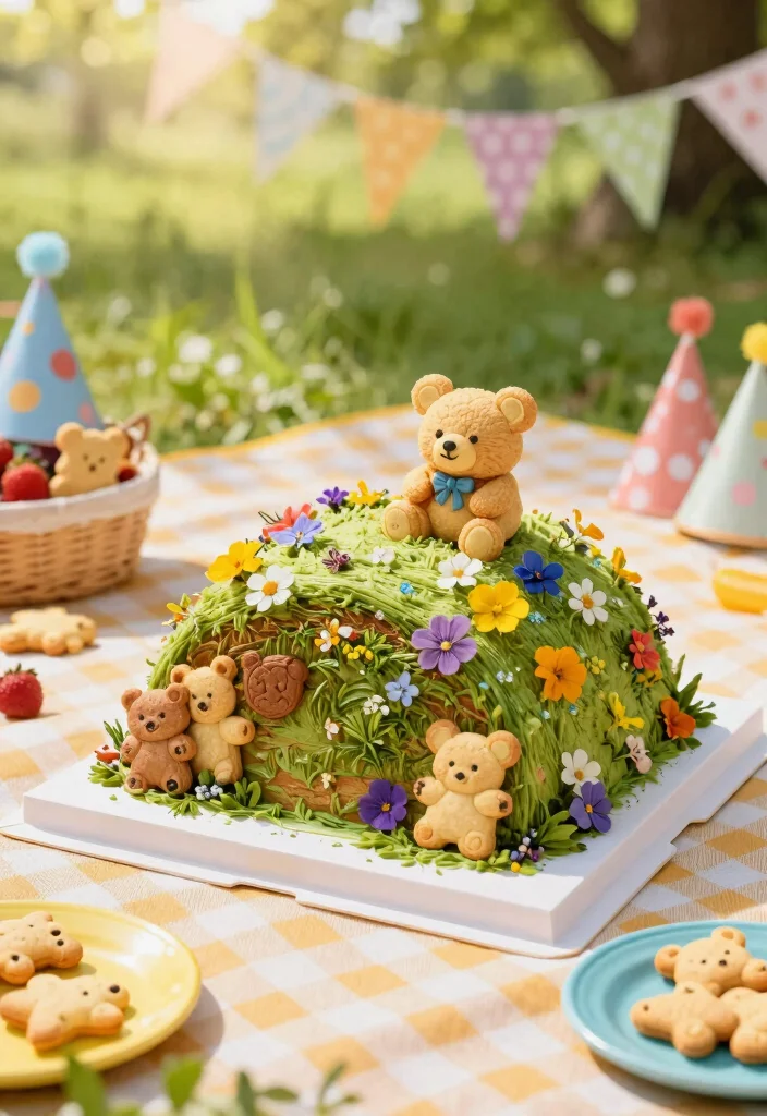 16 Teddy Bear Birthday Cake Ideas Soft Cute Style - 2. Teddy Bear Picnic Cake 1