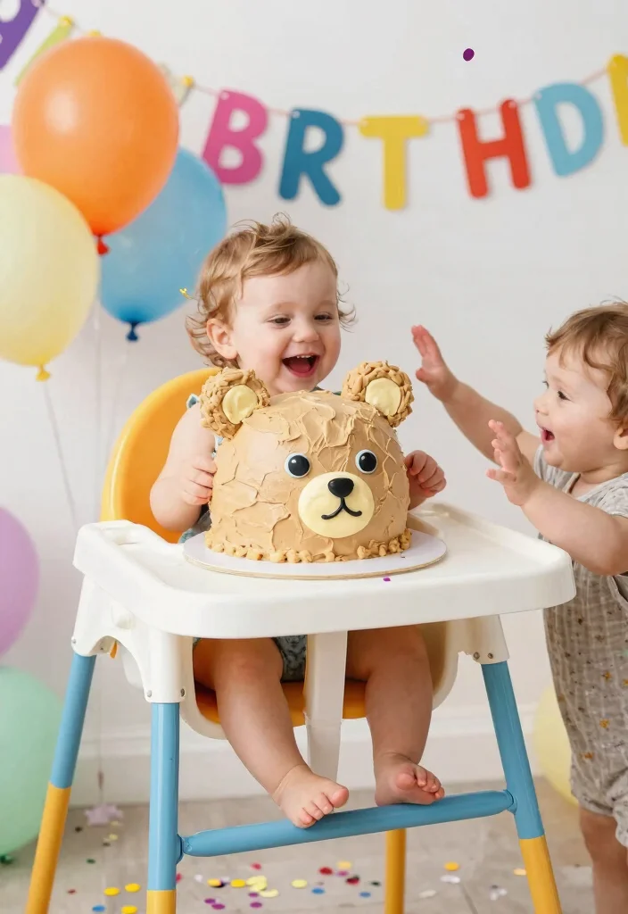 16 Teddy Bear Birthday Cake Ideas Soft Cute Style - 3. Teddy Bear Face Smash Cake 1