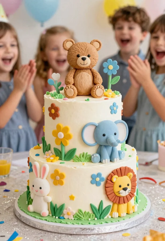16 Teddy Bear Birthday Cake Ideas Soft Cute Style - 4. Teddy Bear and Friends Cake 1