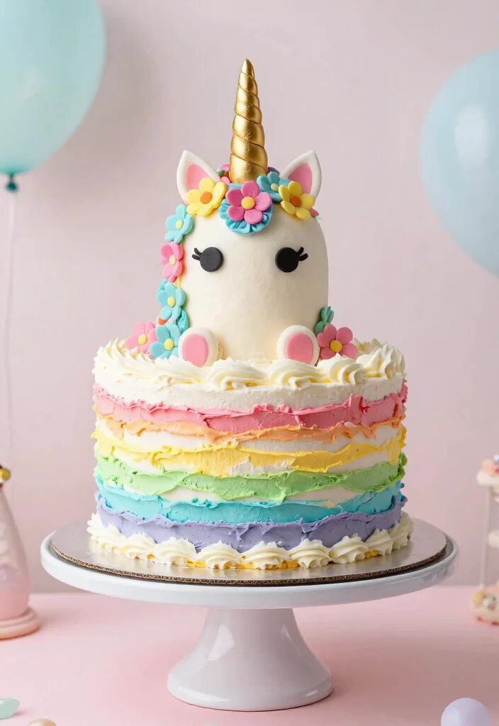 16 Unicorn Bento Cake Ideas Magical Mini Designs - 1. Rainbow Unicorn Cake 1