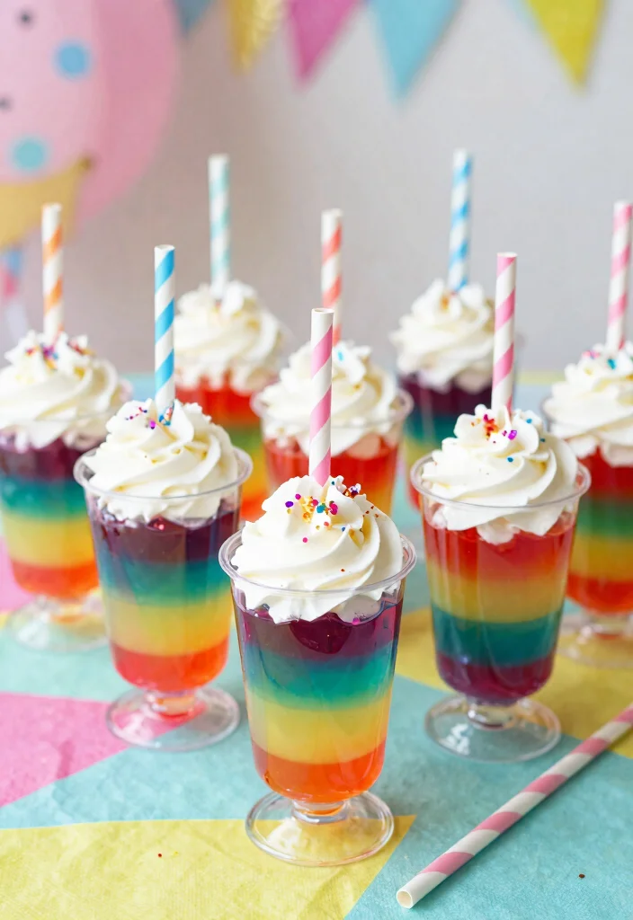 16 Unicorn Bento Cake Ideas Magical Mini Designs - 11. Unicorn Layered Gelatin Cups 1