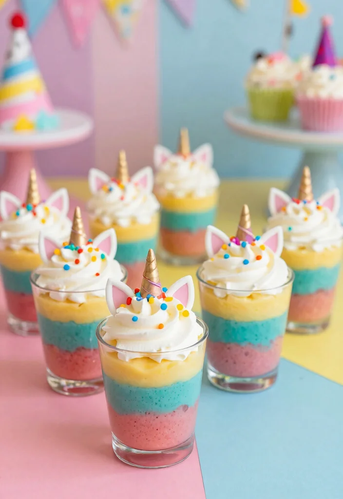 16 Unicorn Bento Cake Ideas Magical Mini Designs - 13. Unicorn Pudding Cups 1