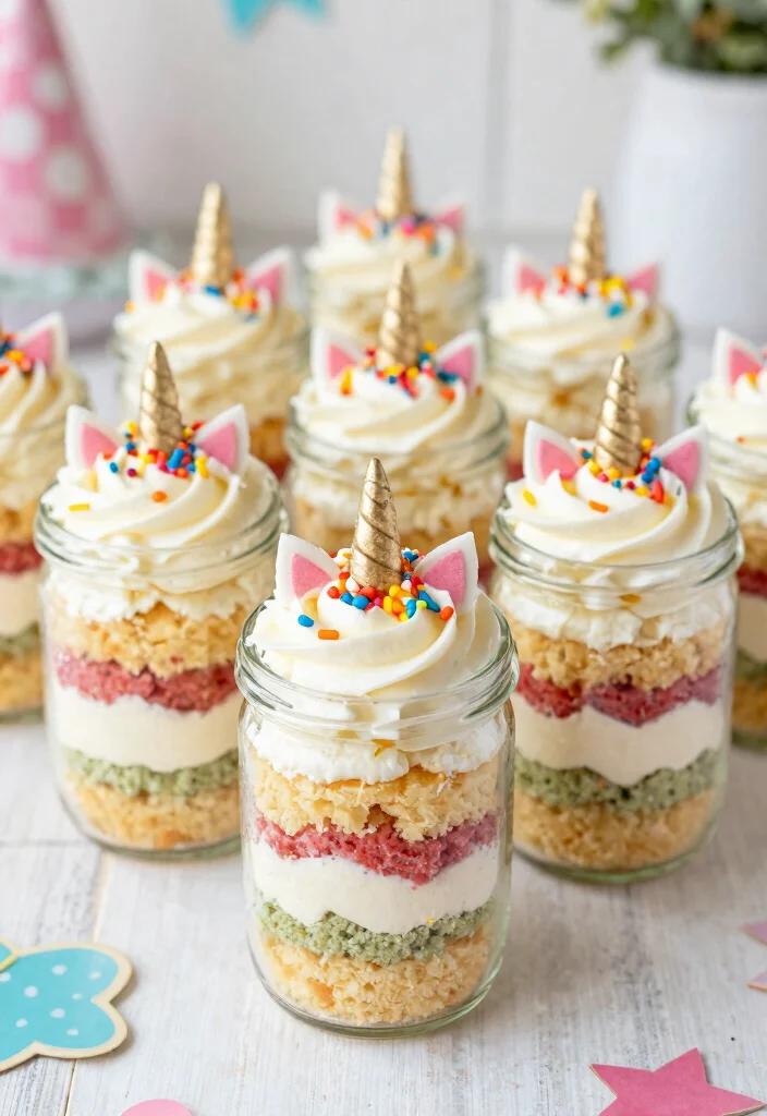 16 Unicorn Bento Cake Ideas Magical Mini Designs - 16. Unicorn Cake in a Jar 1