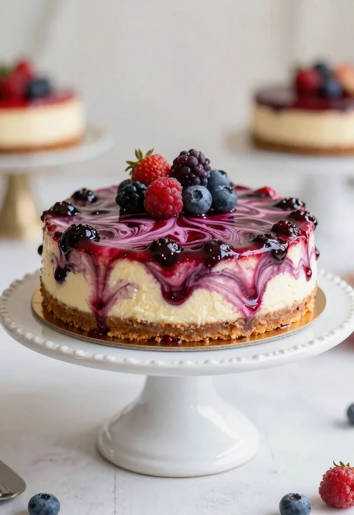 17 Berry First Birthday Cake Ideas Sweet Fruity Smash - 15. Berry Swirl Cheesecake 1
