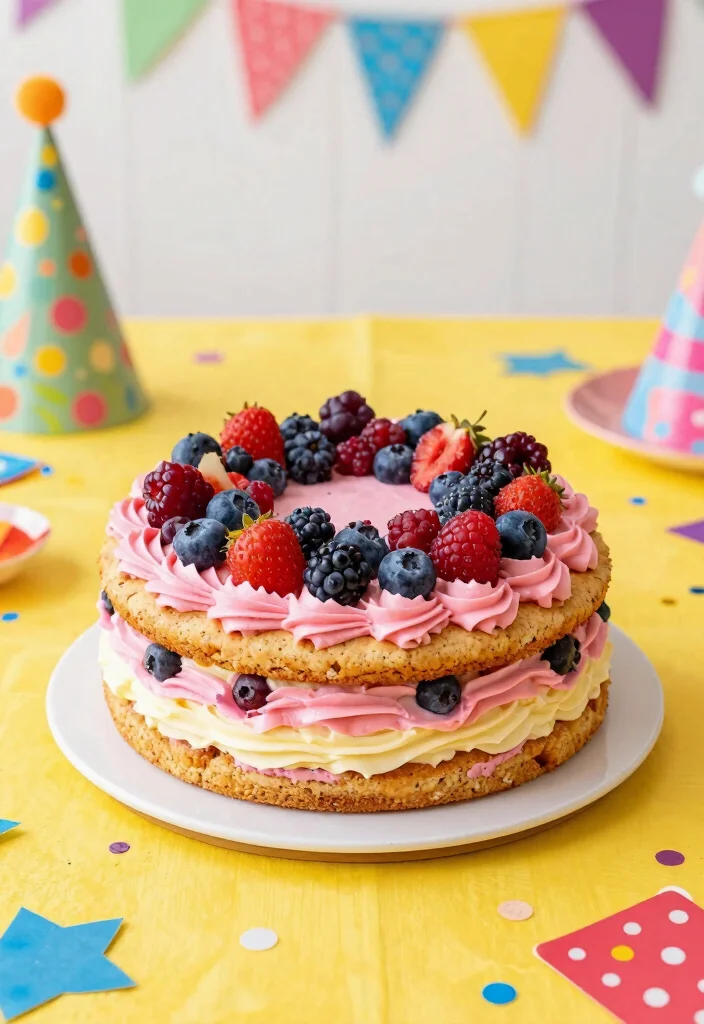 17 Berry First Birthday Cake Ideas Sweet Fruity Smash - 9. Berry Frosted Cookie Cake 1