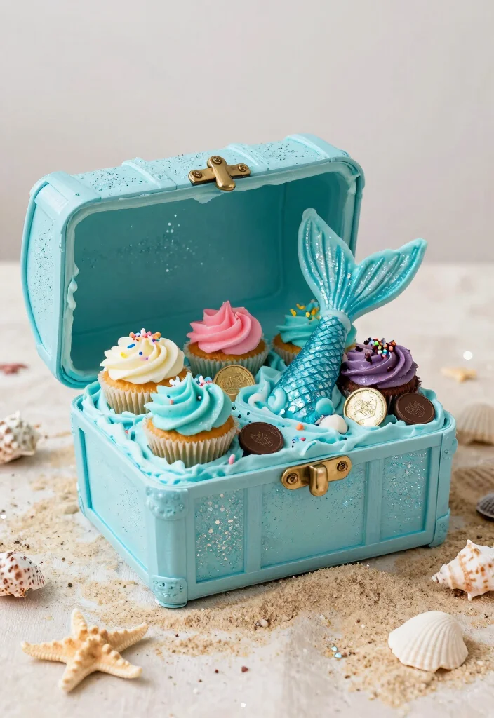 17 Birthday Bento Cake Ideas for Cute Personal Celebrations - 5. Mermaid Treasure Bento Cake 1