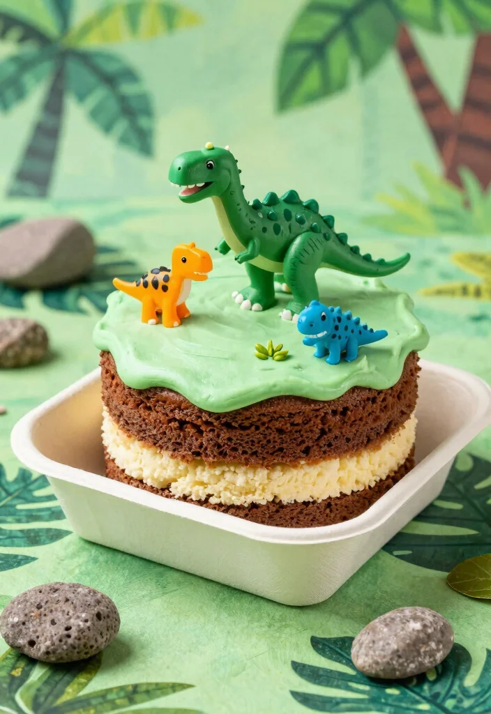 17 Birthday Bento Cake Ideas for Cute Personal Celebrations - 6. Dinosaur Adventure Bento Cake 1