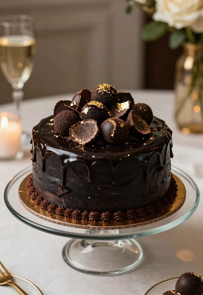 17 Black Vintage Heart Cake Ideas Dark Romantic Style - 15. Black Truffle Cake 1