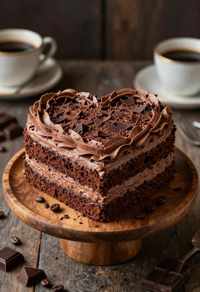 17 Black Vintage Heart Cake Ideas Dark Romantic Style - 6. Mocha Heart Cake 1