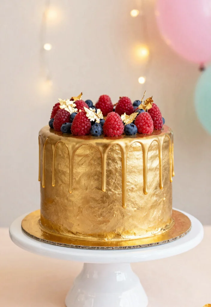 17 Cake for 18th Birthday Girl Ideas Glam Sweet Designs - 1. Glamorous Gold Drip Cake 1