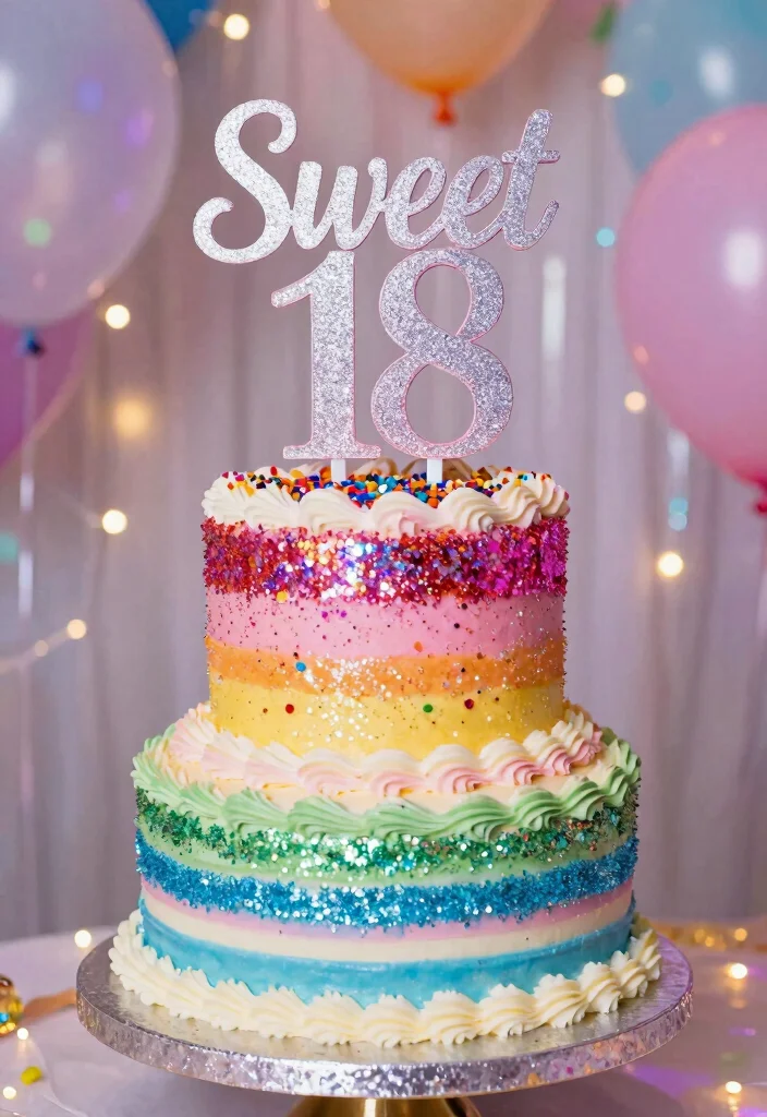 17 Cake for 18th Birthday Girl Ideas Glam Sweet Designs - 7. Sweet 18 Glitter Cake 1