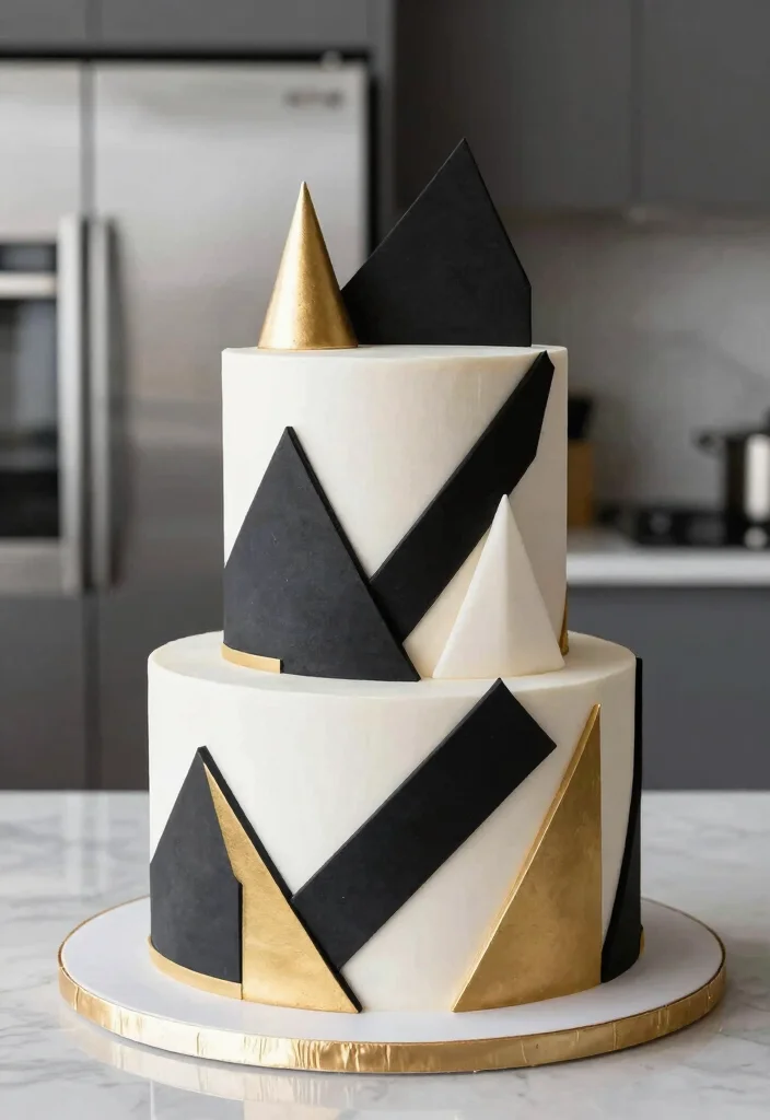 17 Desain Bento Cake Aesthetic Ideas Clean Modern Style - 2. Geometric Glam 1