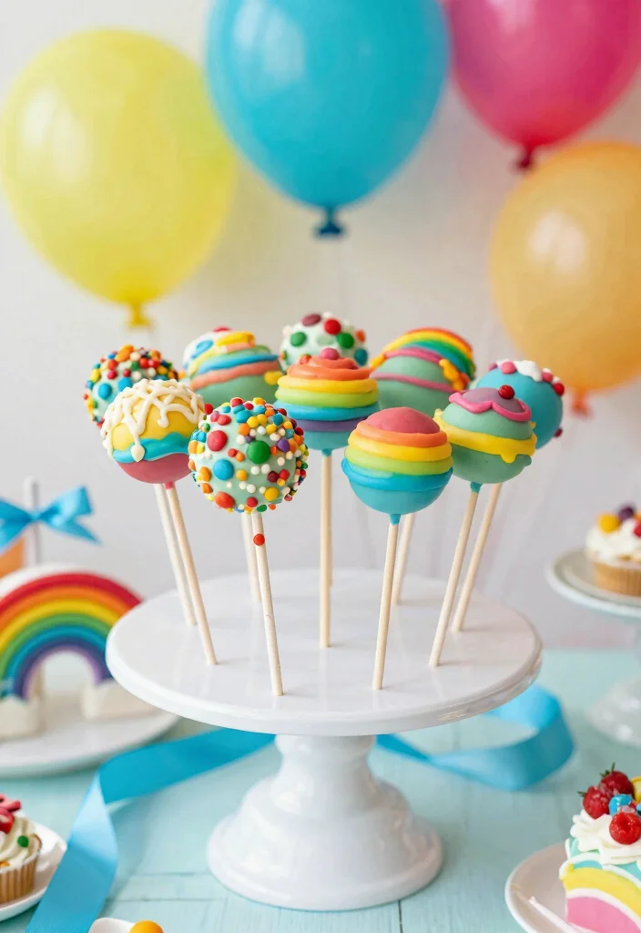 17 Jungle Cake Pops Ideas: Wild Party Desserts for Your Tropical Bash - 13. Rainbow Jungle Cake Pops 1