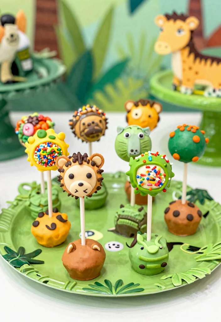 17 Jungle Cake Pops Ideas: Wild Party Desserts for Your Tropical Bash - 15. Jungle Safari Surprise Cake Pops 1
