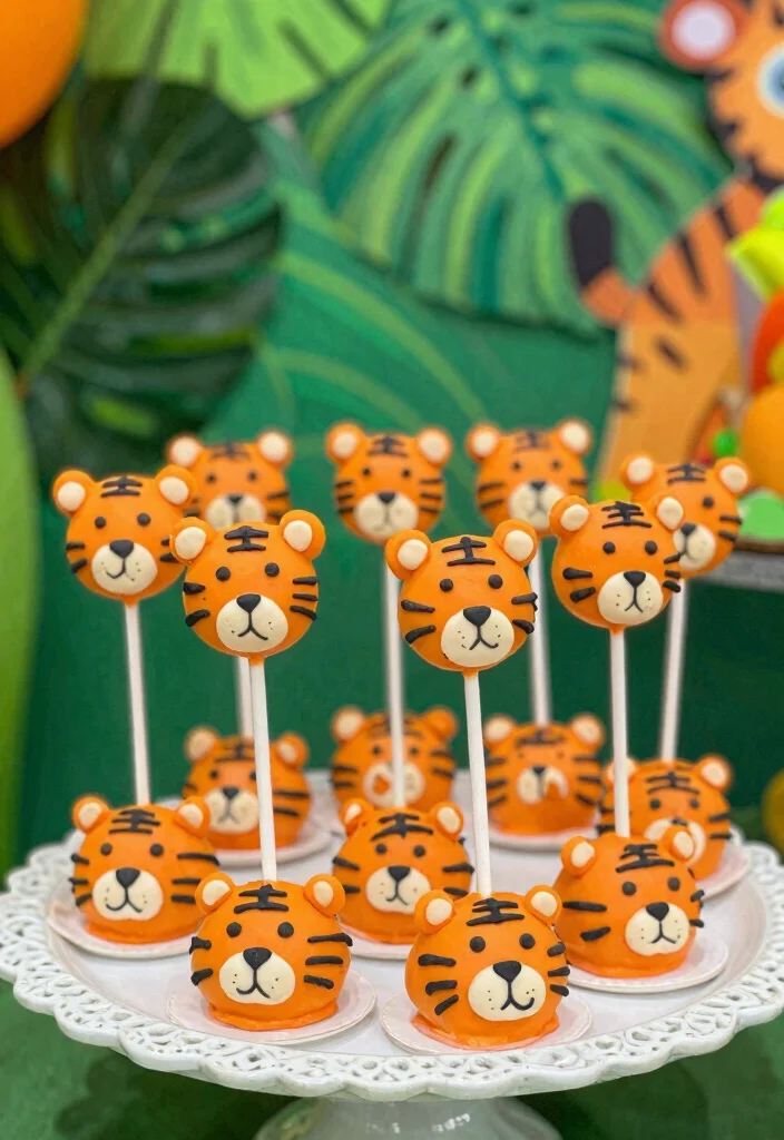 17 Jungle Cake Pops Ideas: Wild Party Desserts for Your Tropical Bash - 2. Cheerful Tiger Cake Pops 1