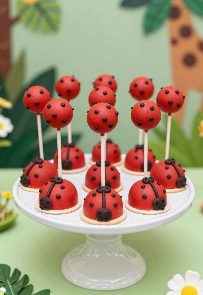 17 Jungle Cake Pops Ideas: Wild Party Desserts for Your Tropical Bash - 9. Lovely Ladybug Cake Pops 1
