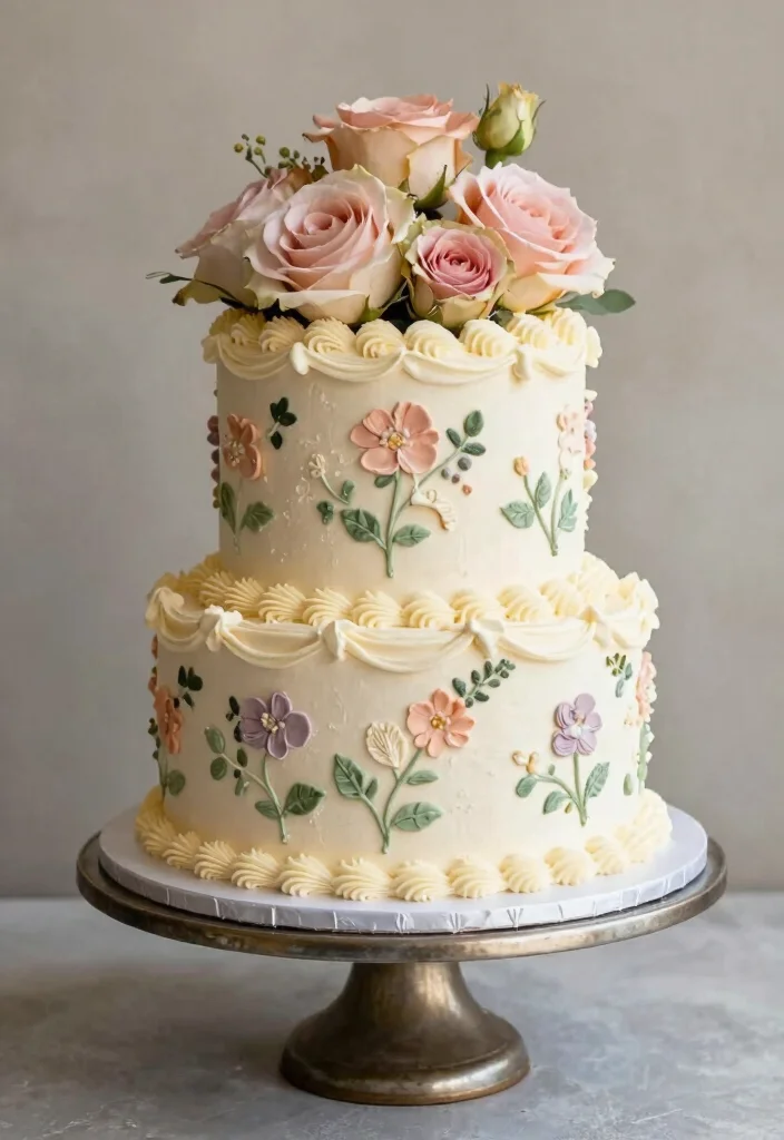 17 Masters Graduation Cake Ideas in Elegant Academic Style - 12. Vintage Floral Cake 1