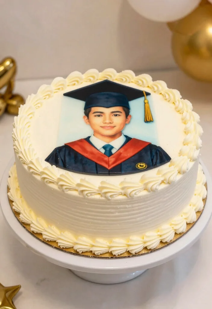17 Masters Graduation Cake Ideas in Elegant Academic Style - 16. Personalized Graduation Photo Cake 1