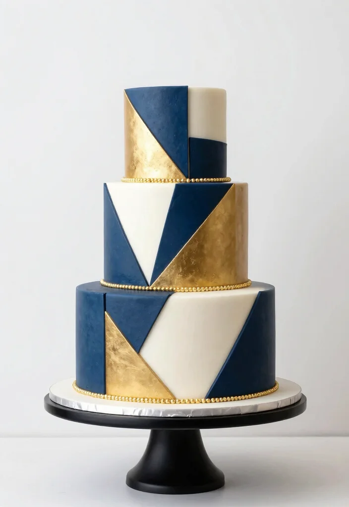 17 Masters Graduation Cake Ideas in Elegant Academic Style - 4. Modern Geometric Cake 1