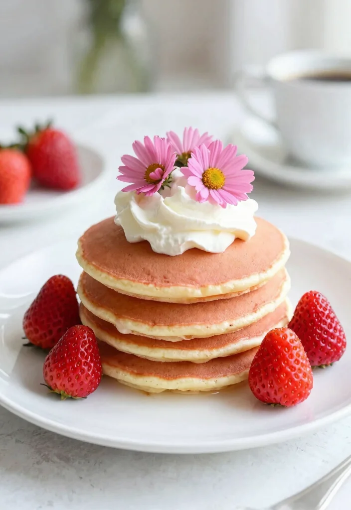 17 Pink Daisy Cake Ideas: Soft Floral Sweetness - 10. Pink Daisy Pancake Stack 1