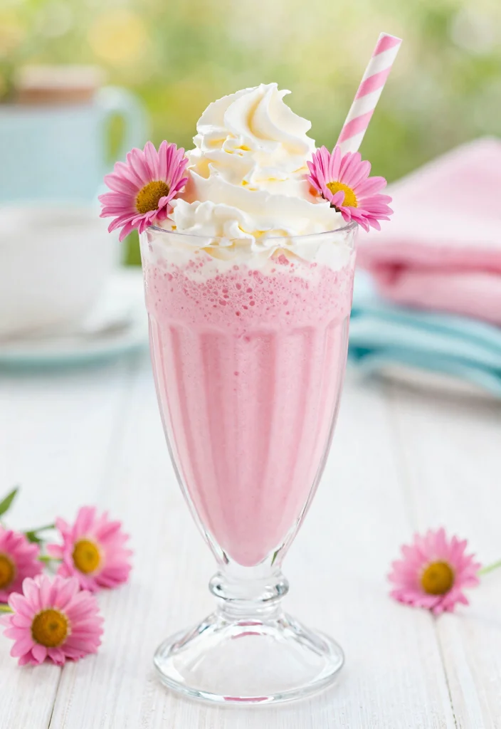 17 Pink Daisy Cake Ideas: Soft Floral Sweetness - 12. Pink Daisy Milkshake 1